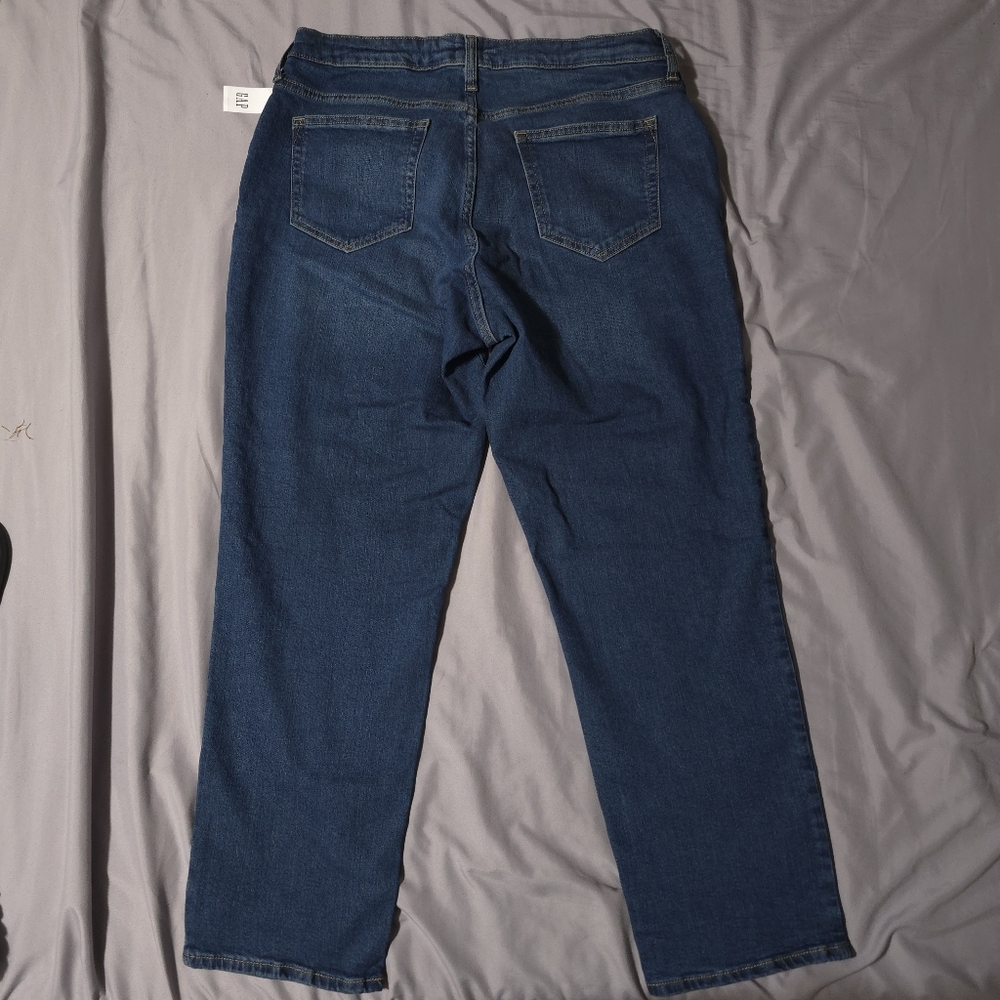 GAP Maternity Jeans, Inset Panel Girlfriend Jeans, Sz 32/14R, Medium Wash NWT - Picture 2 of 11